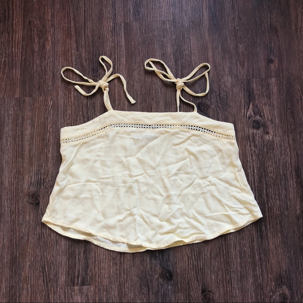 self-tie cropped yellow top